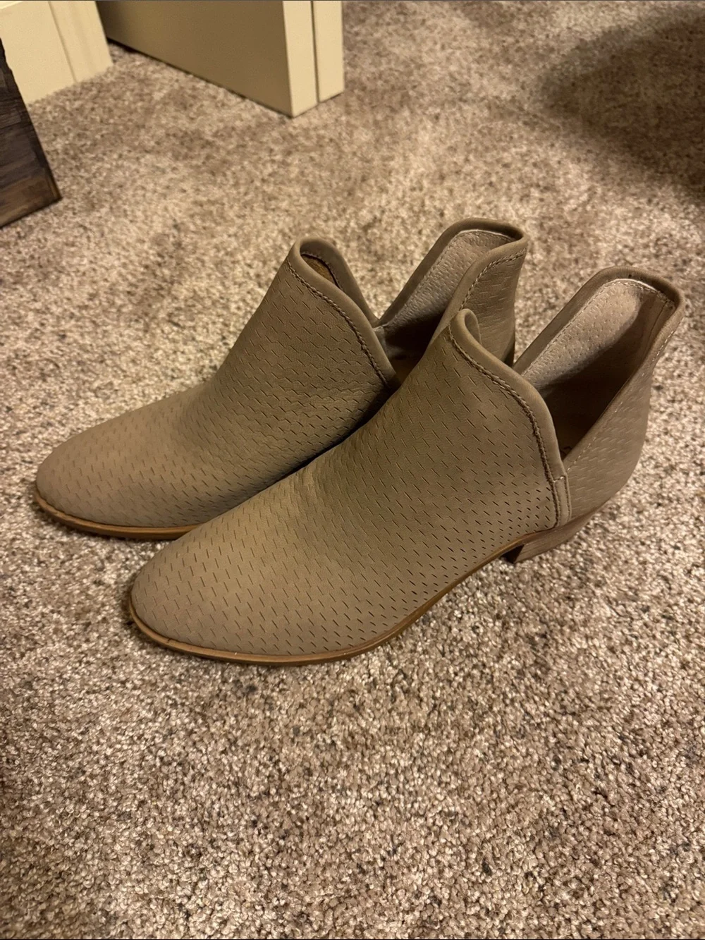 Lucky Brand Taupe Perforated Slip-On Ankle Booties